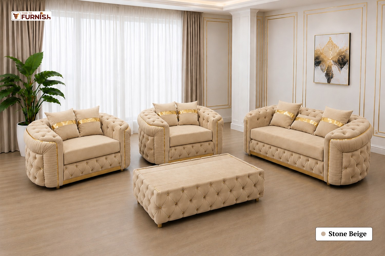 TTF-S-Aaliyah2602 Luxury Fabric Sofa  Sofa Only (Optional Coffee Table Available)