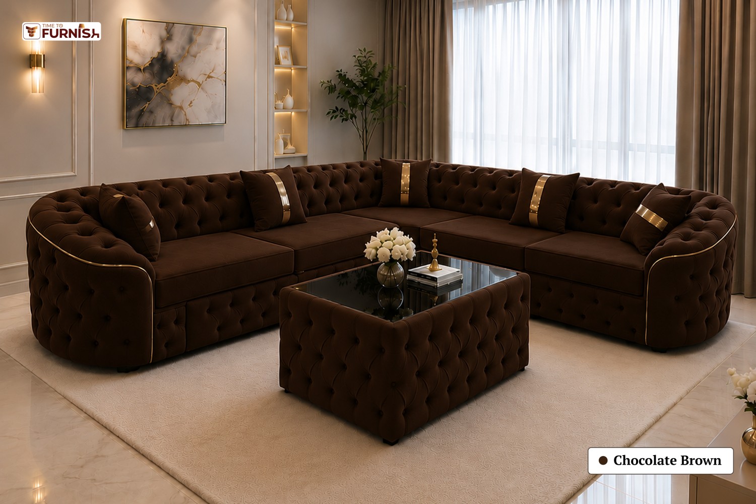 TTF-S-Noor2603 Luxury Fabric Sofa  Sofa Only (Optional Coffee Table Available)