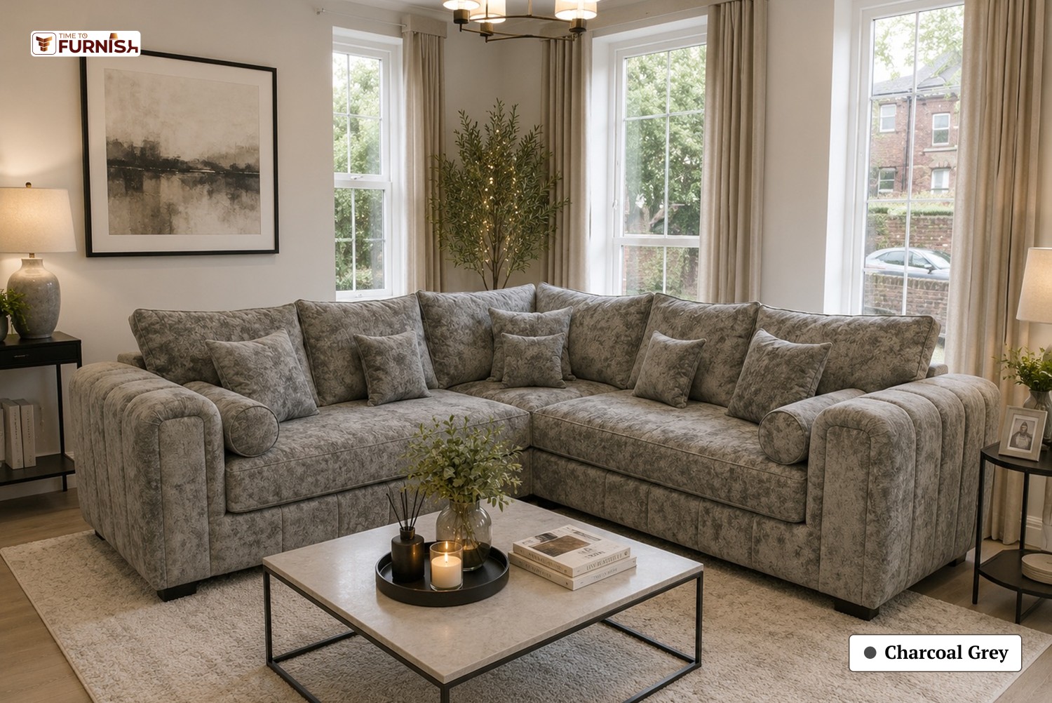 TTF-S-Qamar2623 Luxury Fabric Sofa  Sofa Only (Coffee Table Not Included)
