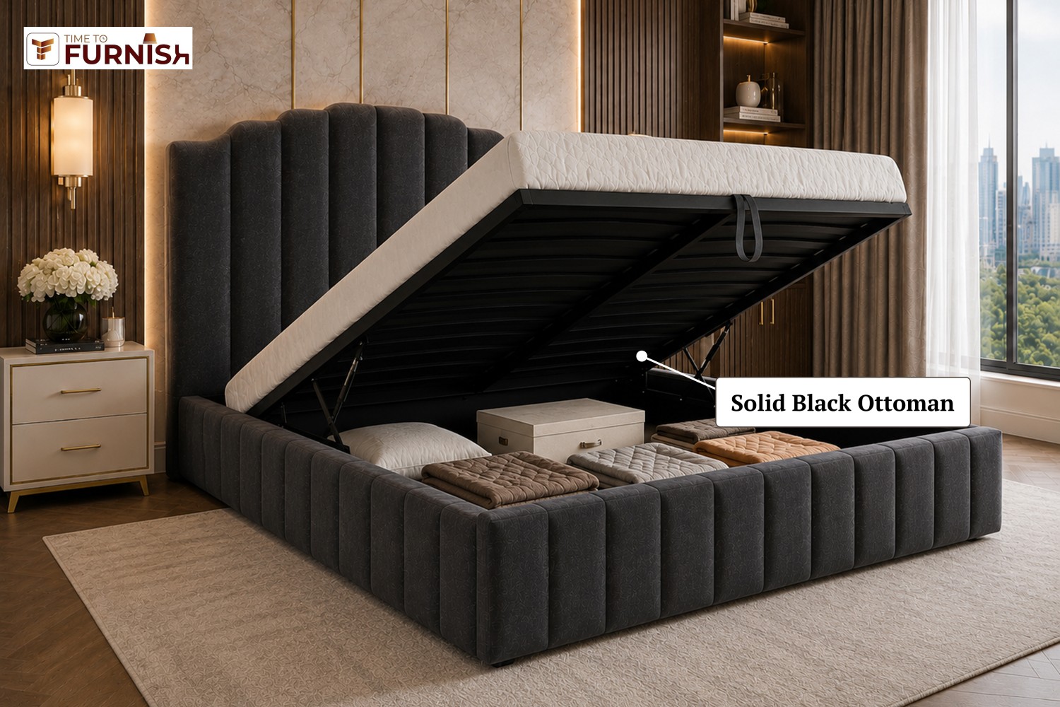 Soraya Deluxe Bed with Optional Ottoman Storage  TTF287