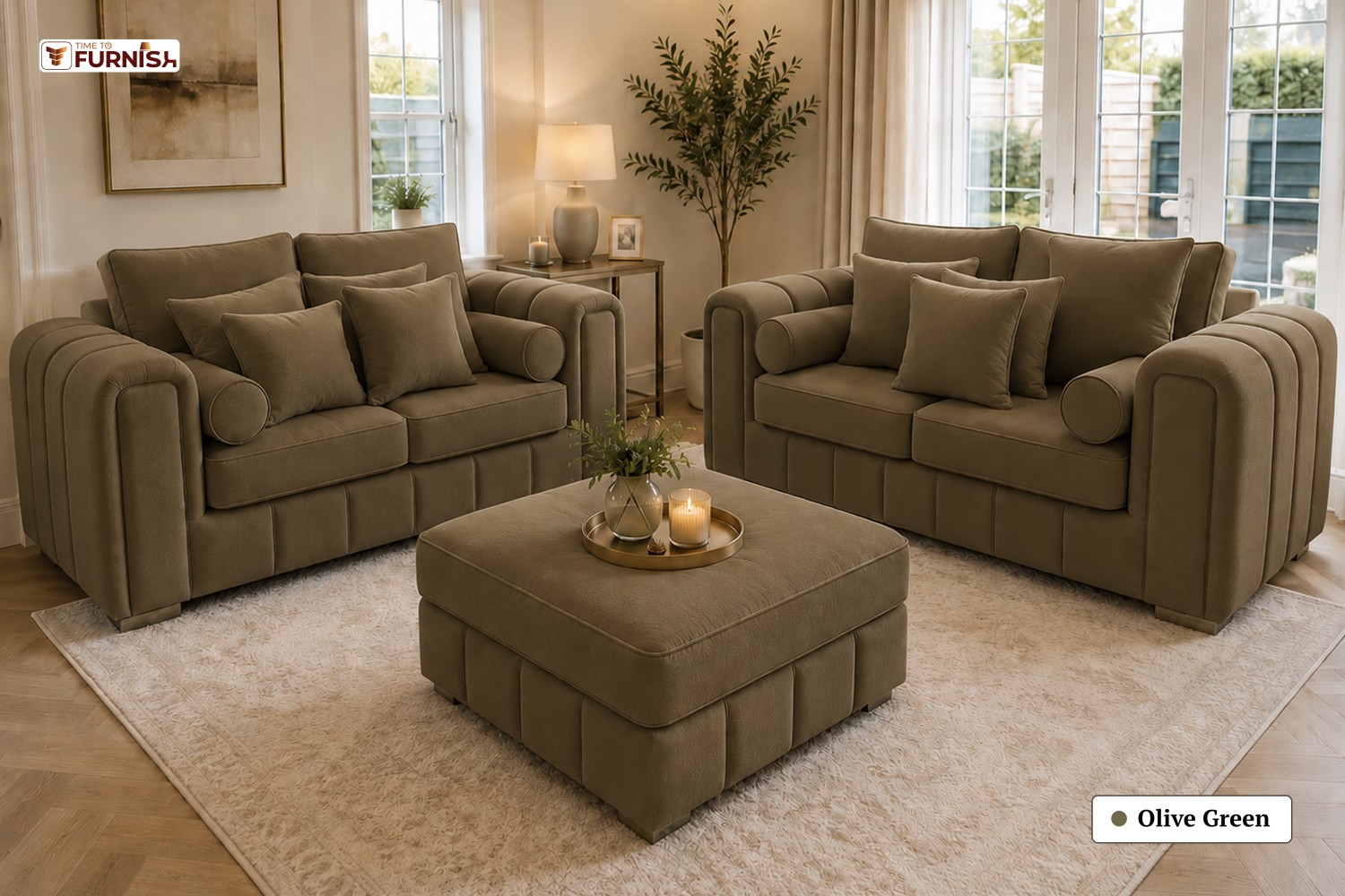 TTF-S-Azhar2627 Luxury Fabric Sofa  Sofa Only (Optional Coffee Table Available)