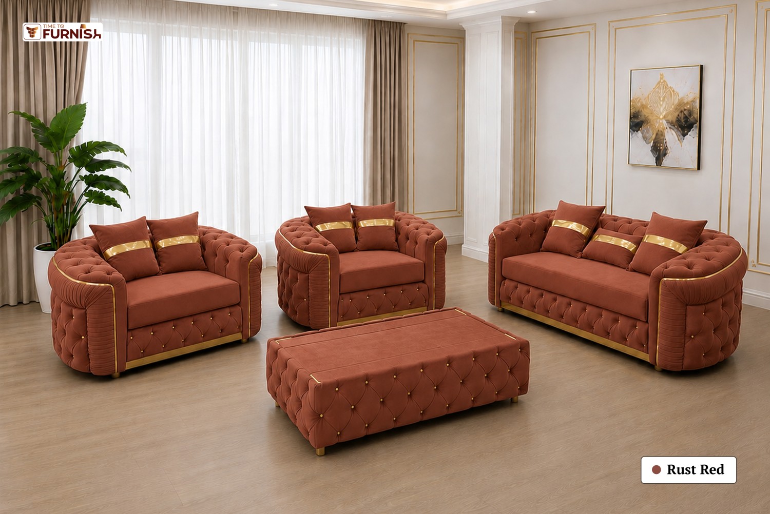 TTF-S-Aaliyah2602 Luxury Fabric Sofa  Sofa Only (Optional Coffee Table Available)