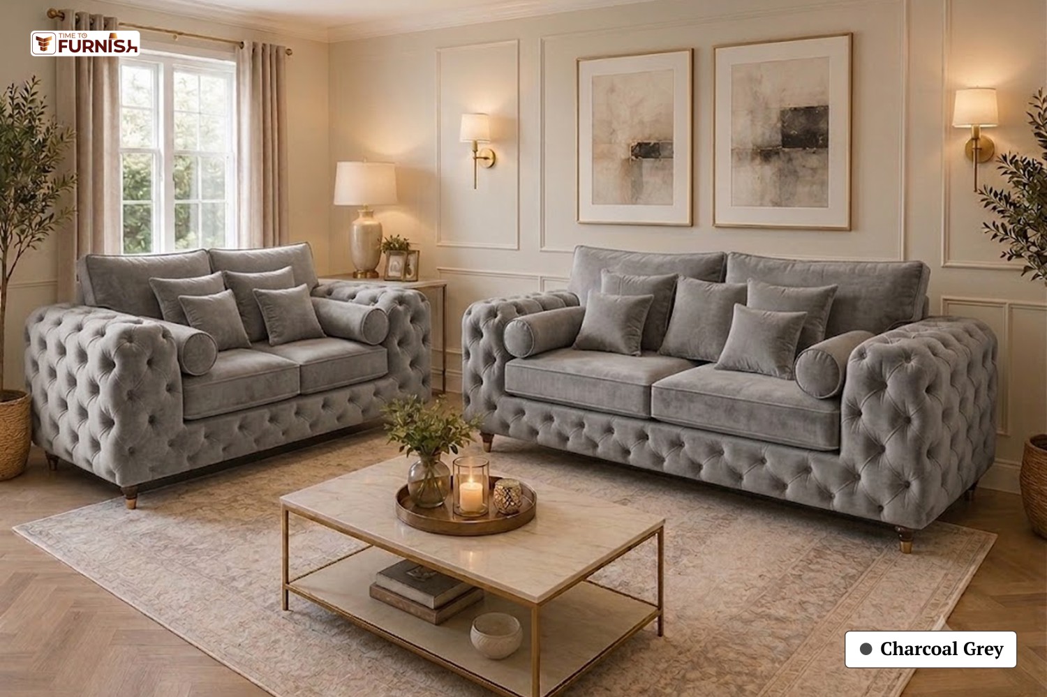 TTF-S-Zahara2626 Luxury Fabric Sofa  Sofa Only (Coffee Table Not Included)