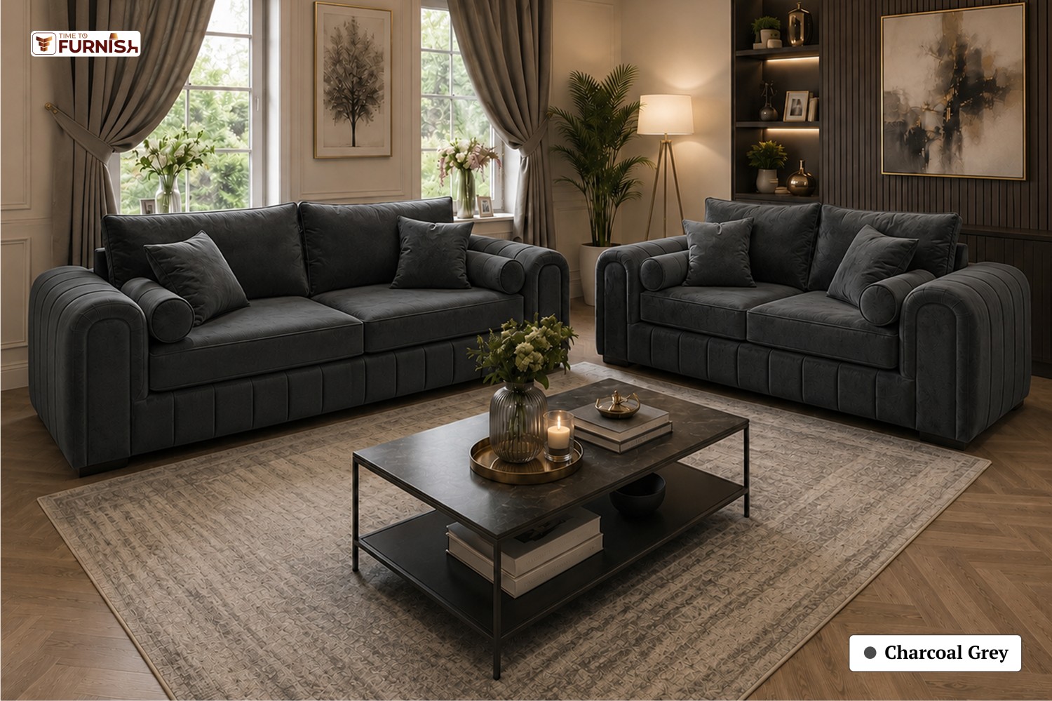 TTF-S-Leena2613 Luxury Fabric Sofa  Sofa Only (Coffee Table Not Included)