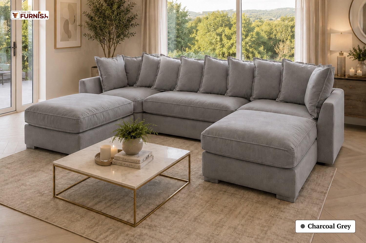 TTF-S-Noura2619 Luxury Fabric Sofa  Sofa Only (Coffee Table Not Included)