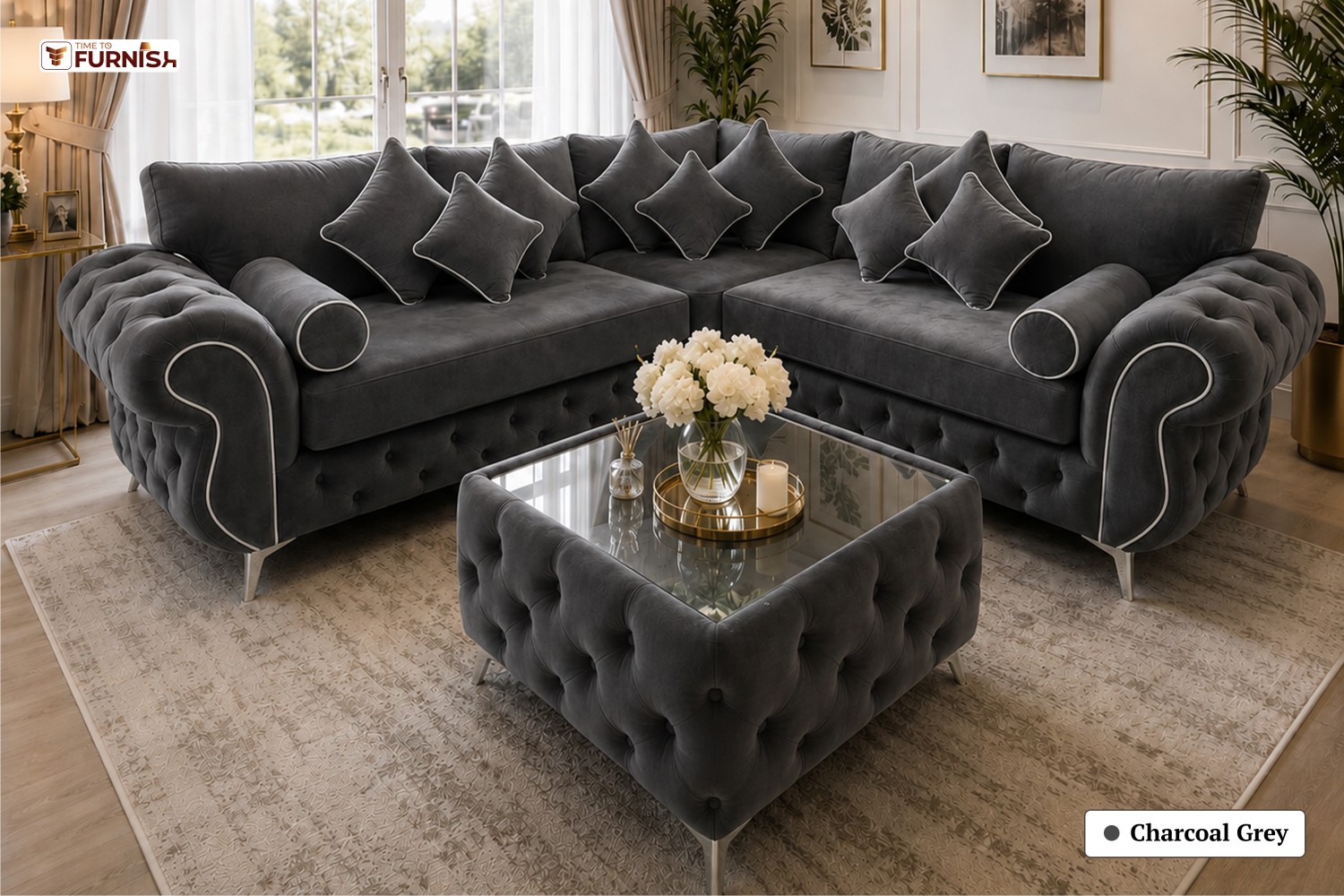 TTF-S-Jannah2609 Luxury Fabric Sofa  Sofa Only (Optional Coffee Table Available)