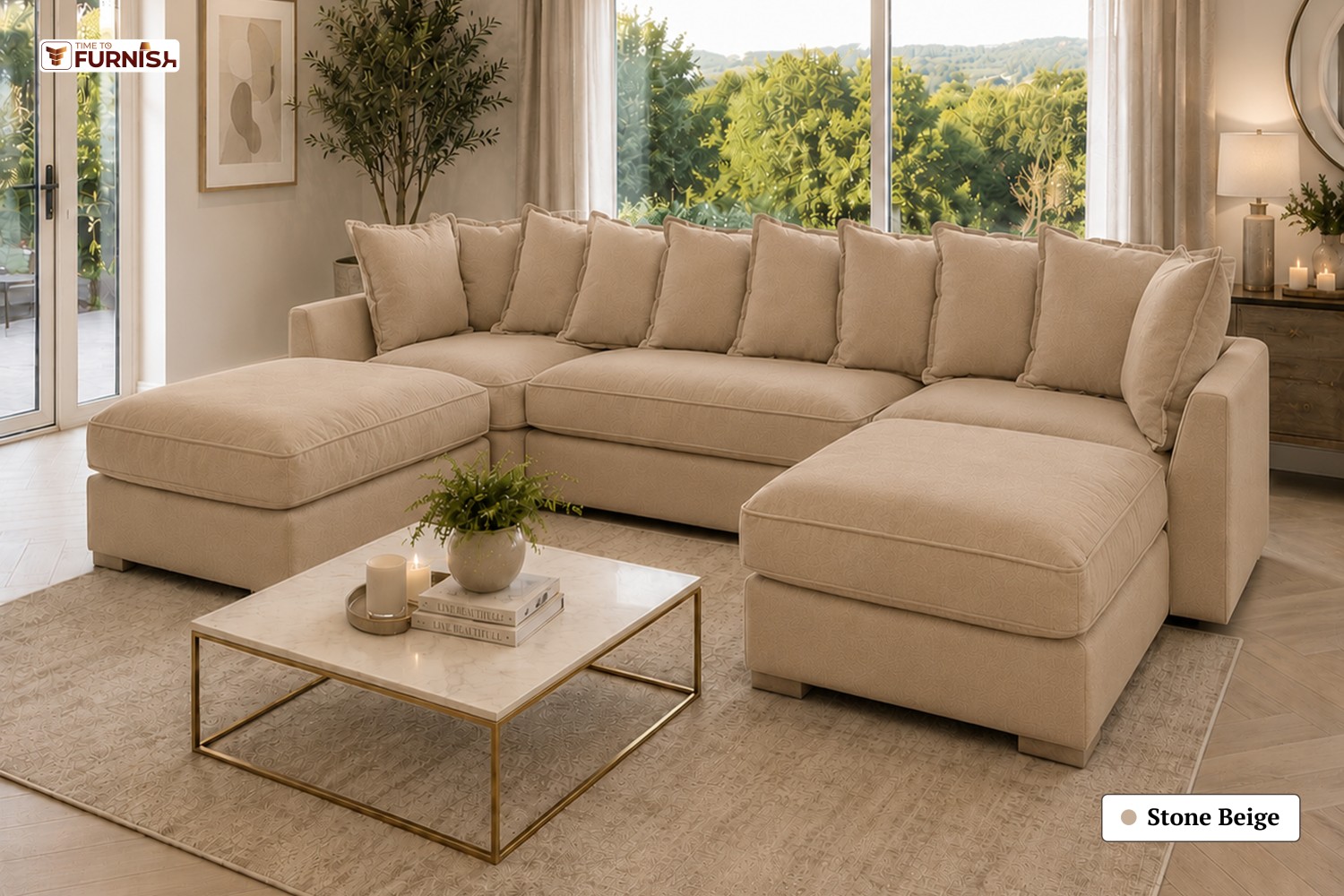 TTF-S-Noura2619 Luxury Fabric Sofa  Sofa Only (Coffee Table Not Included)