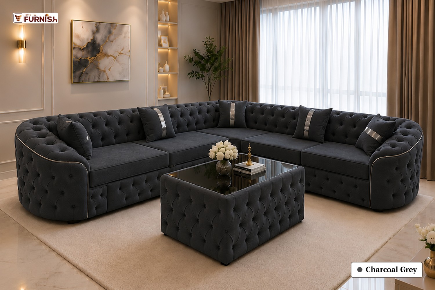 TTF-S-Noor2603 Luxury Fabric Sofa  Sofa Only (Optional Coffee Table Available)