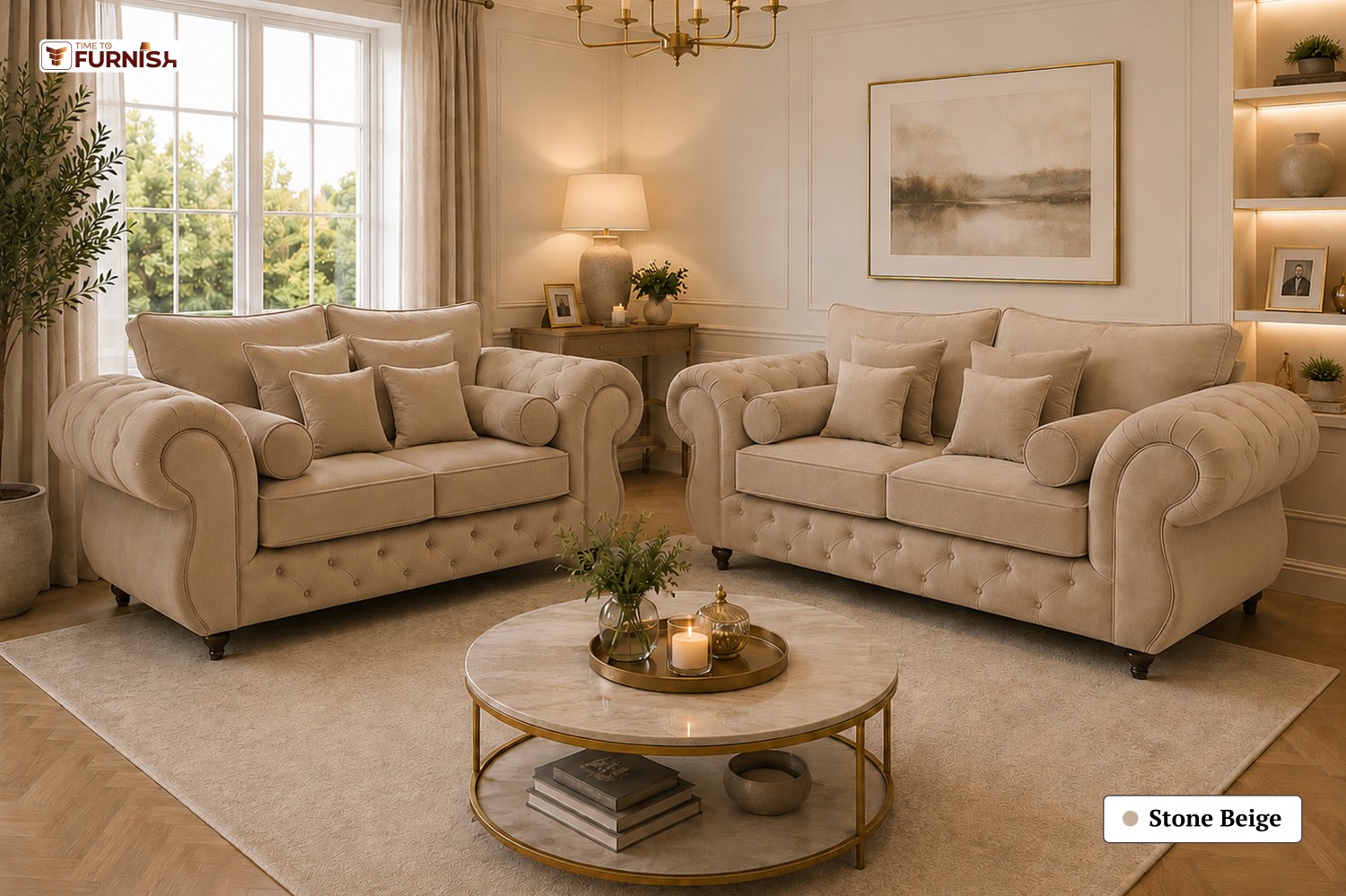 TTF-S-Basira2629 Luxury Fabric Sofa  Sofa Only (Coffee Table Not Included)
