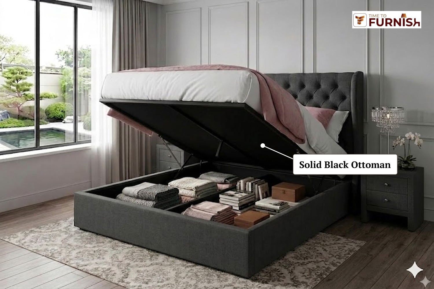Halifax Bed with Optional Ottoman Storage  TTF282