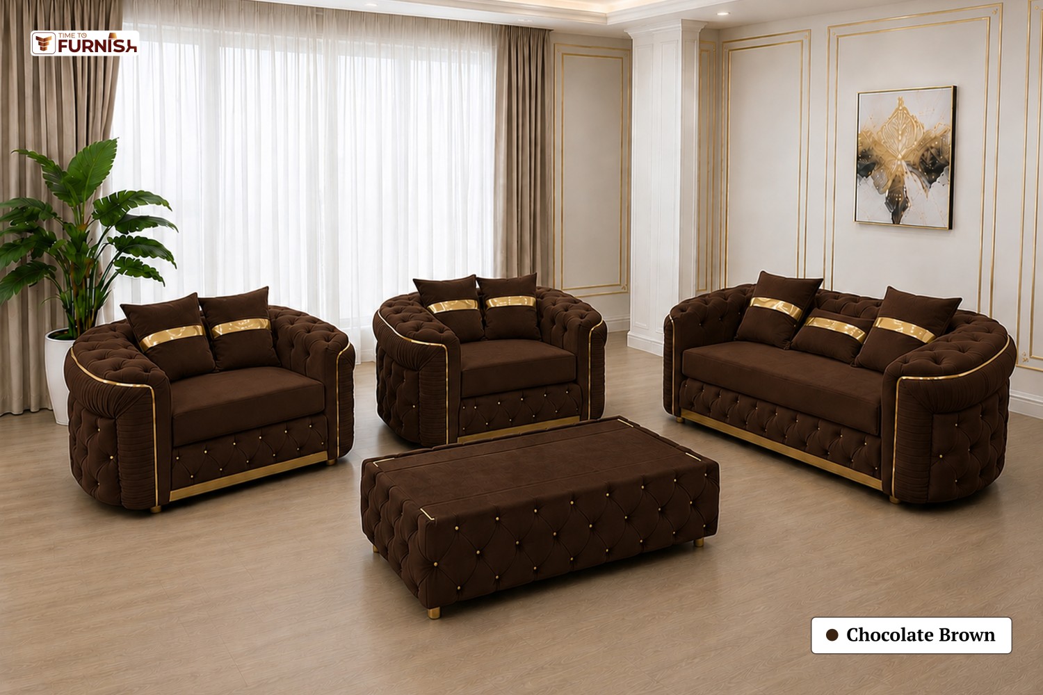 TTF-S-Aaliyah2602 Luxury Fabric Sofa  Sofa Only (Optional Coffee Table Available)