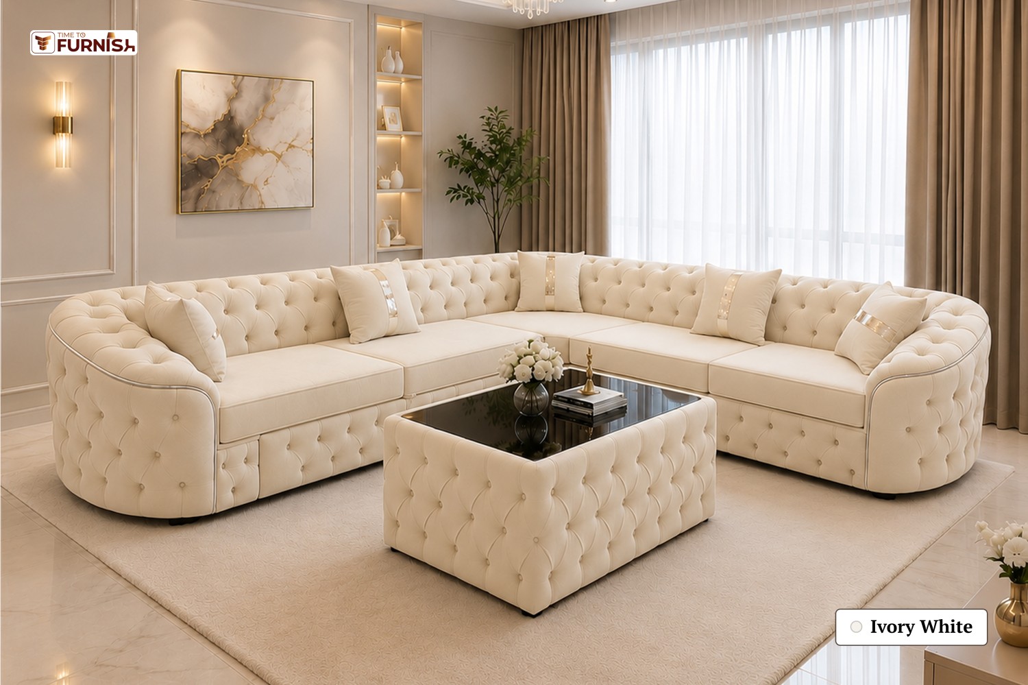 TTF-S-Noor2603 Luxury Fabric Sofa  Sofa Only (Optional Coffee Table Available)