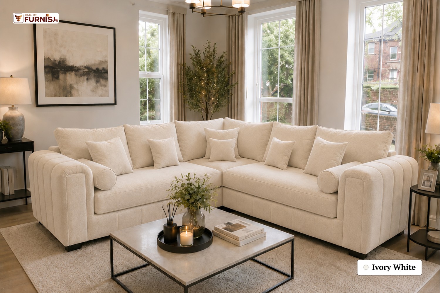 TTF-S-Qamar2623 Luxury Fabric Sofa  Sofa Only (Coffee Table Not Included)