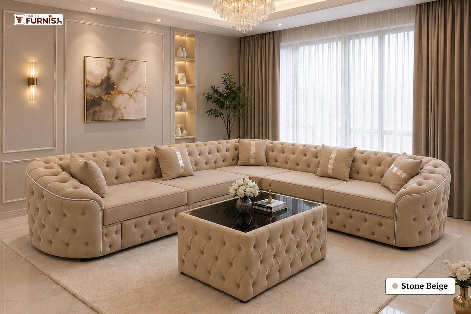 TTF-S-Noor2603 Luxury Fabric Sofa  Sofa Only (Optional Coffee Table Available)