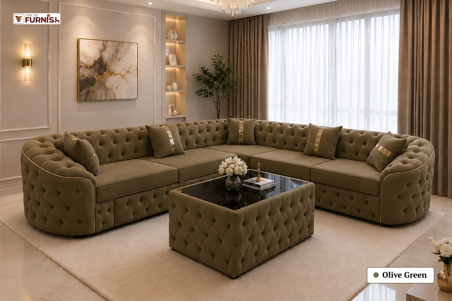 TTF-S-Noor2603 Luxury Fabric Sofa  Sofa Only (Optional Coffee Table Available)