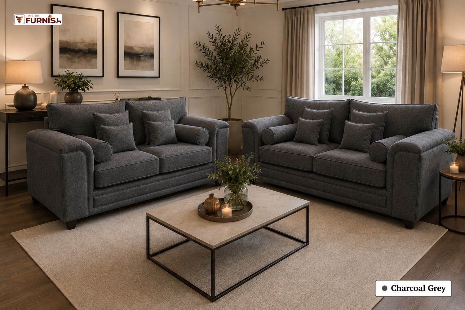 TTF-S-Karima2620 Luxury Fabric Sofa  Sofa Only (Coffee Table Not Included)