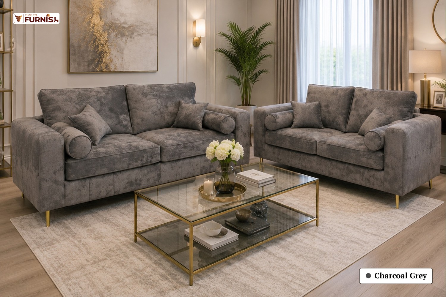 TTF-S-Malika2608 Luxury Fabric Sofa  Sofa Only (Coffee Table Not Included)
