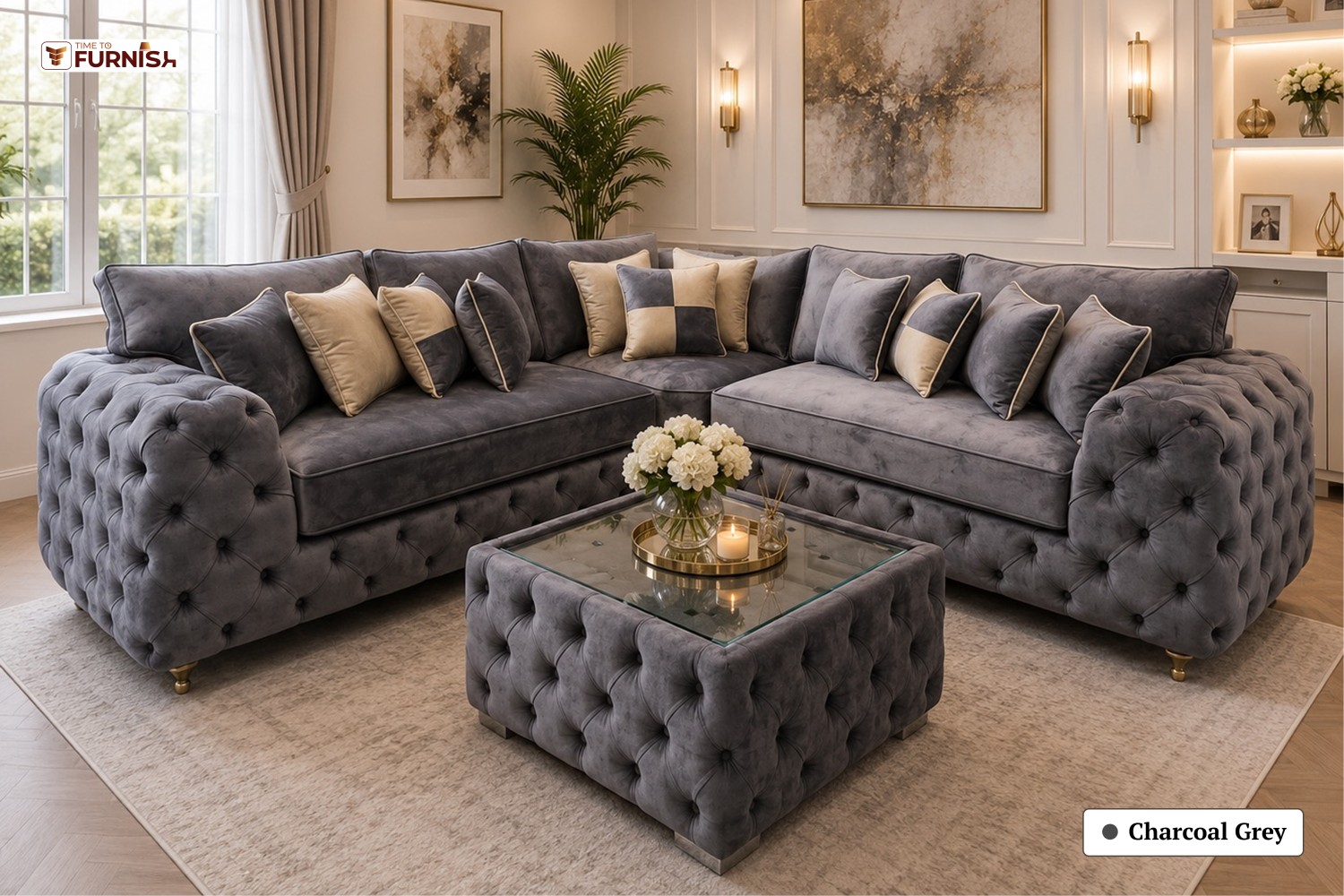TTF-S-Zayna2611 Luxury Fabric Sofa  Sofa Only (Optional Coffee Table Available)