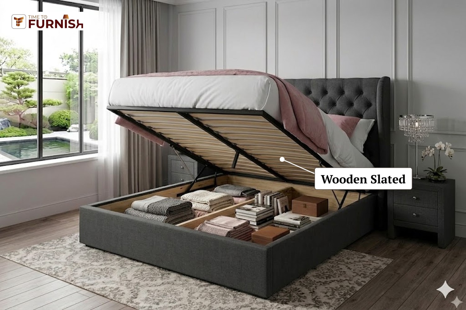 Halifax Bed with Optional Ottoman Storage  TTF282