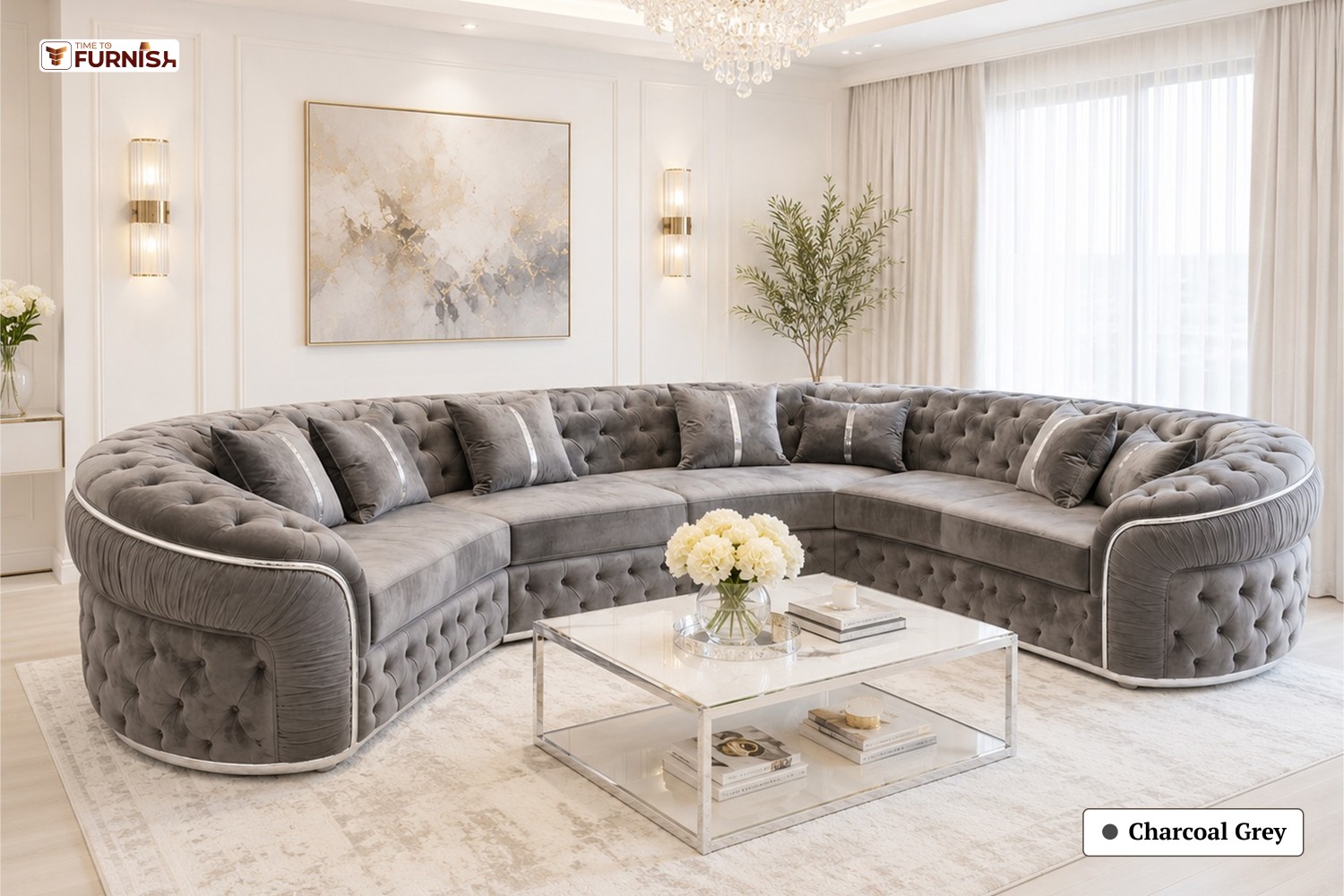 TTF-S-Zahra2605 Luxury Fabric Sofa  Sofa Only (Coffee Table Not Included)