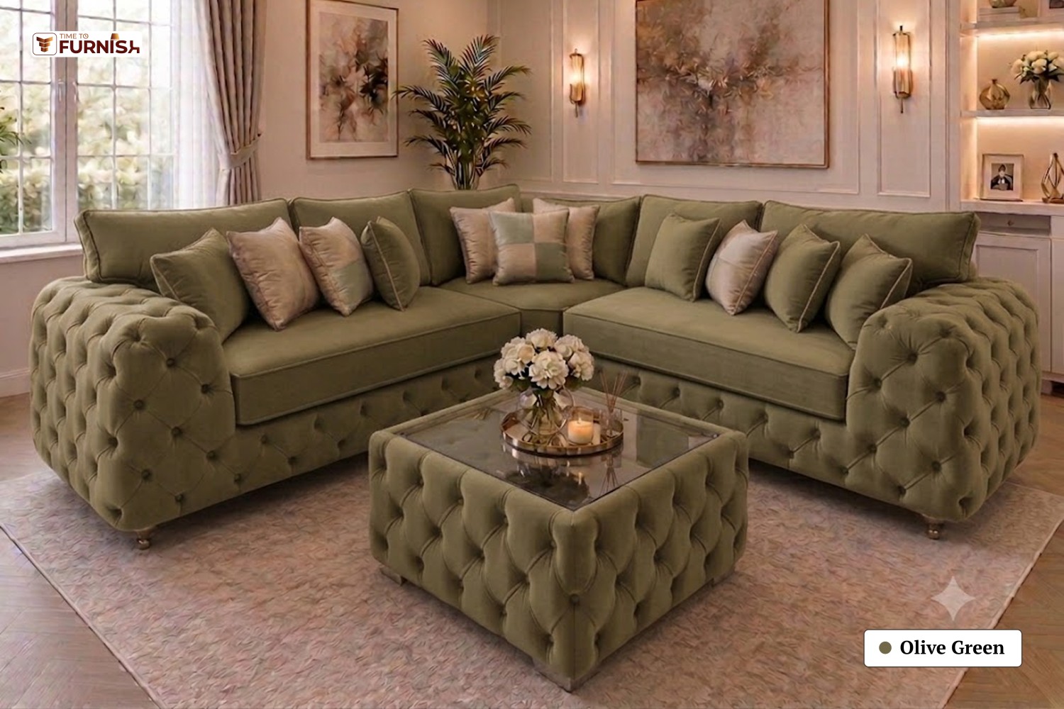 TTF-S-Zayna2611 Luxury Fabric Sofa  Sofa Only (Optional Coffee Table Available)