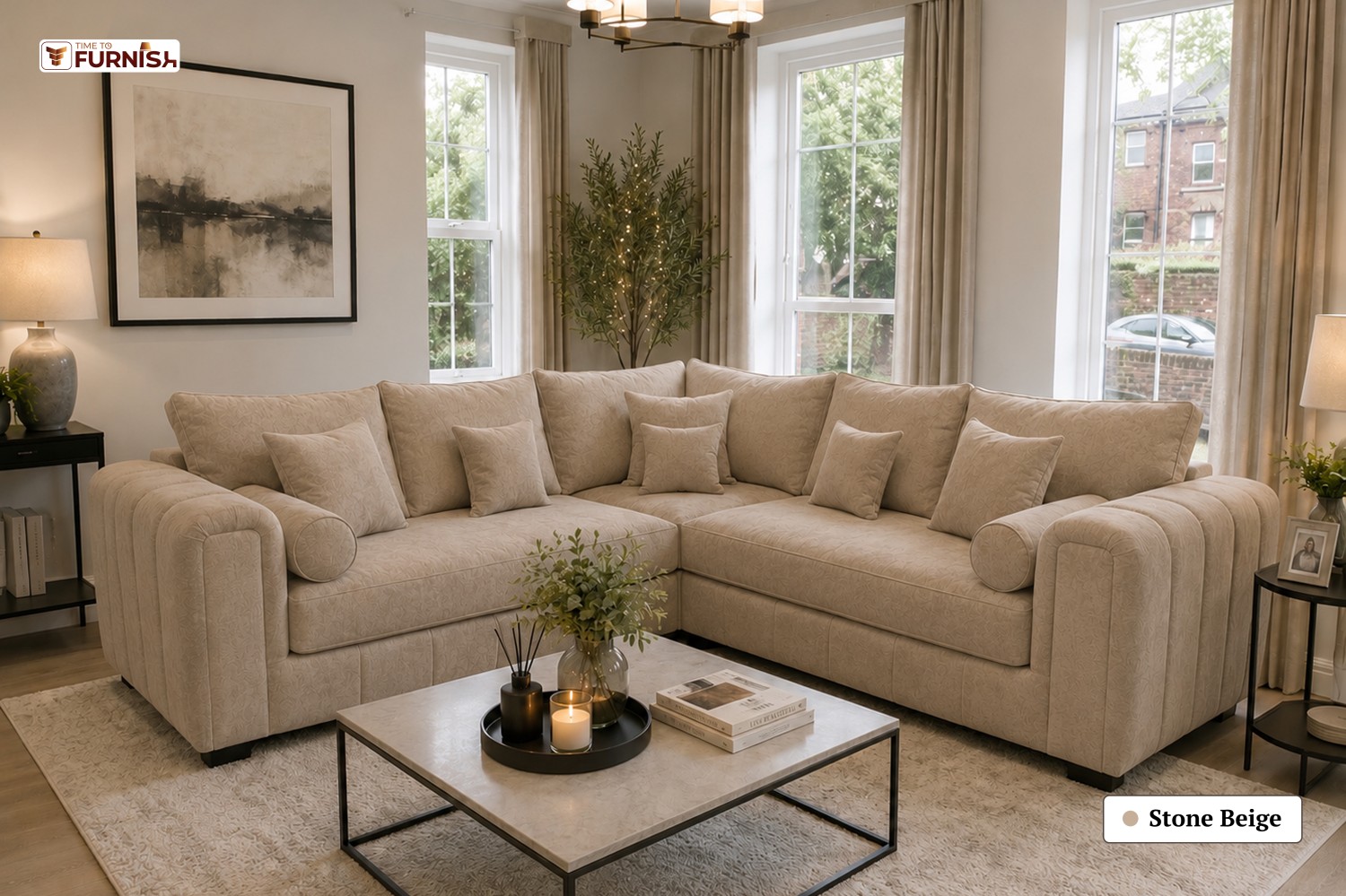 TTF-S-Qamar2623 Luxury Fabric Sofa  Sofa Only (Coffee Table Not Included)