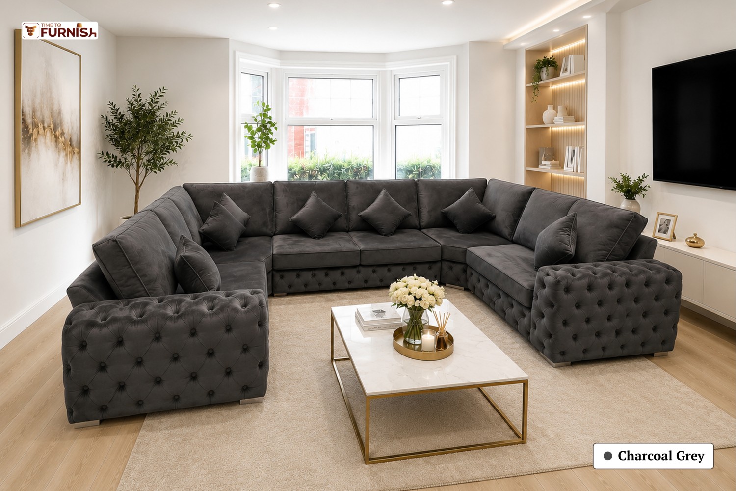 TTF-S-Samira2614 Luxury Fabric Sofa  Sofa Only (Coffee Table Not Included)