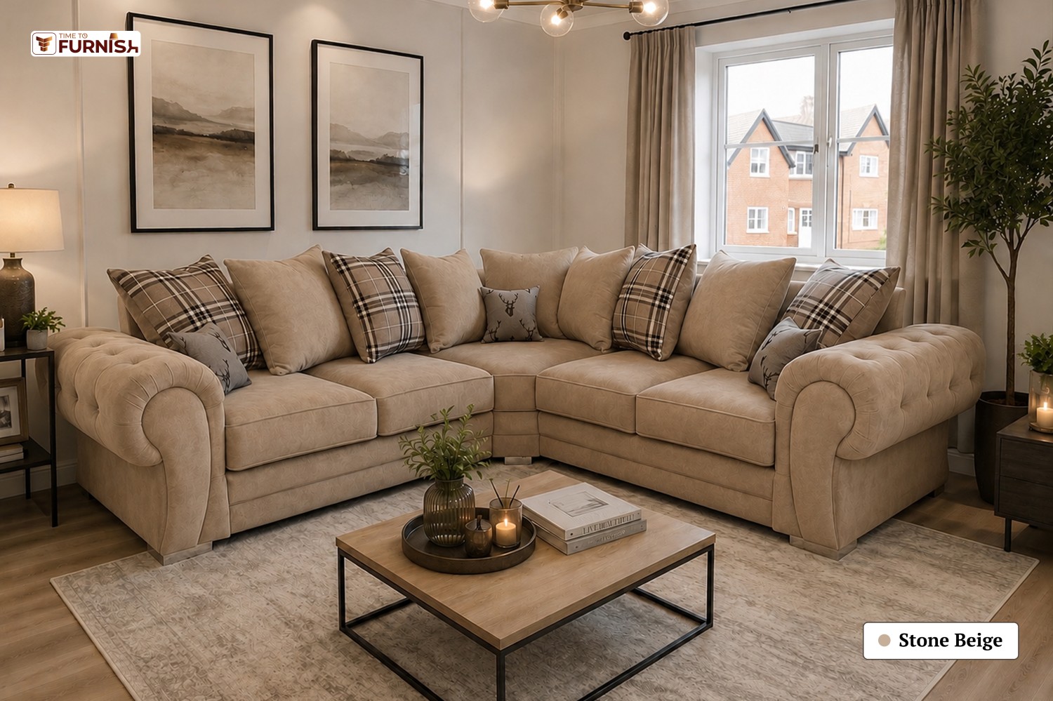 TTF-S-Amina2615 Luxury Fabric Sofa  Sofa Only (Coffee Table Not Included)