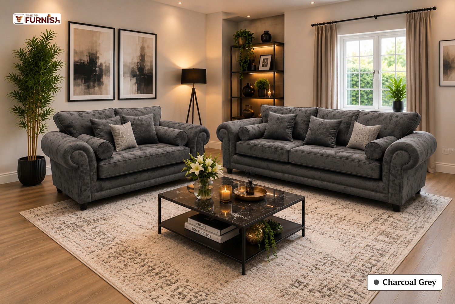 TTF-S-Dalia2633 Luxury Fabric Sofa  Sofa Only (Coffee Table Not Included)