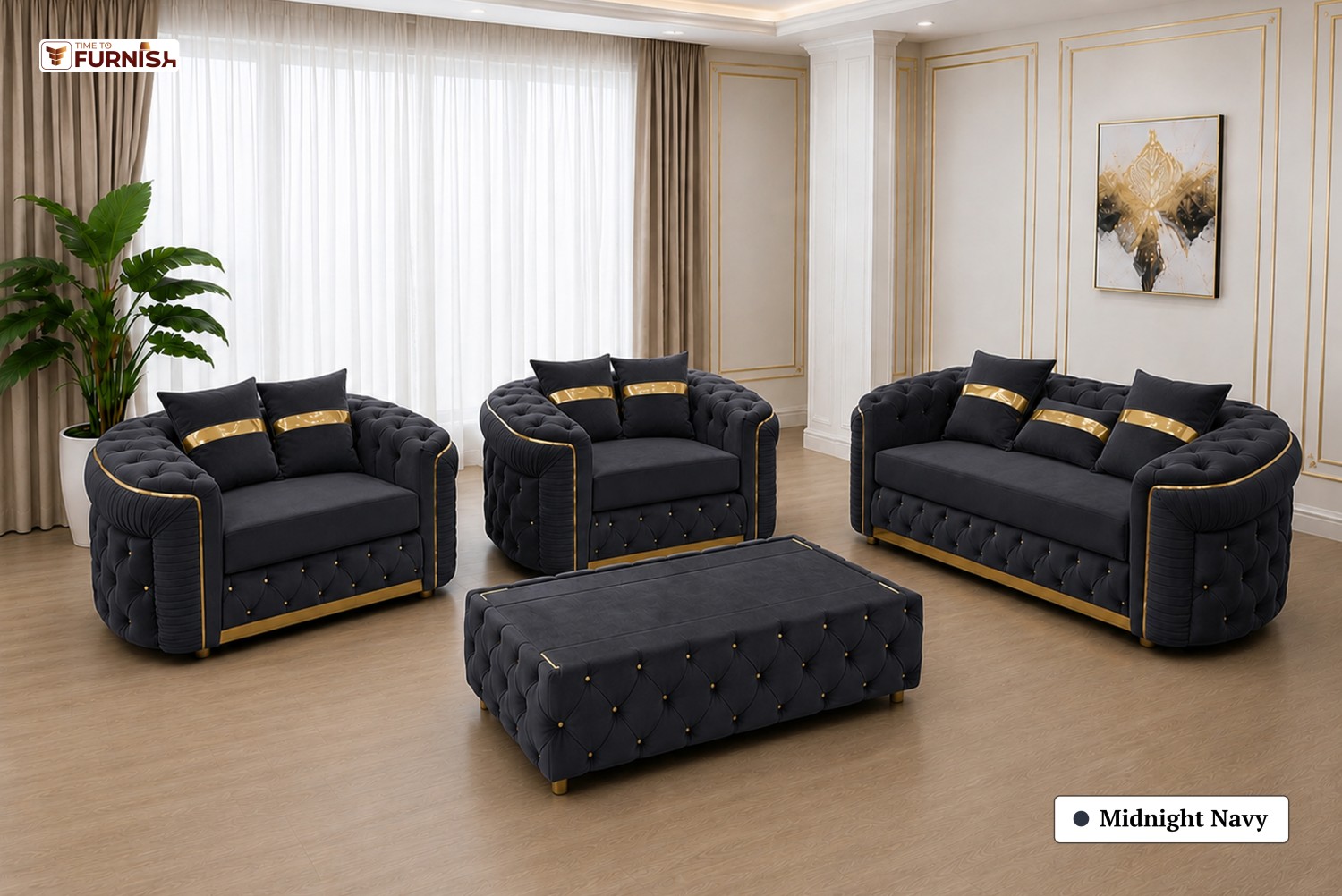 TTF-S-Aaliyah2602 Luxury Fabric Sofa  Sofa Only (Optional Coffee Table Available)