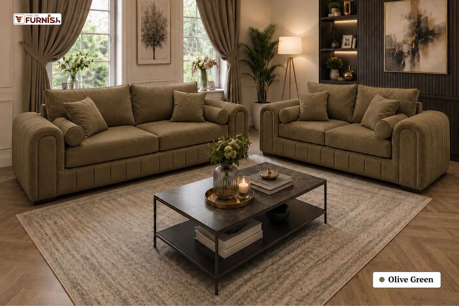 TTF-S-Leena2613 Luxury Fabric Sofa  Sofa Only (Coffee Table Not Included)