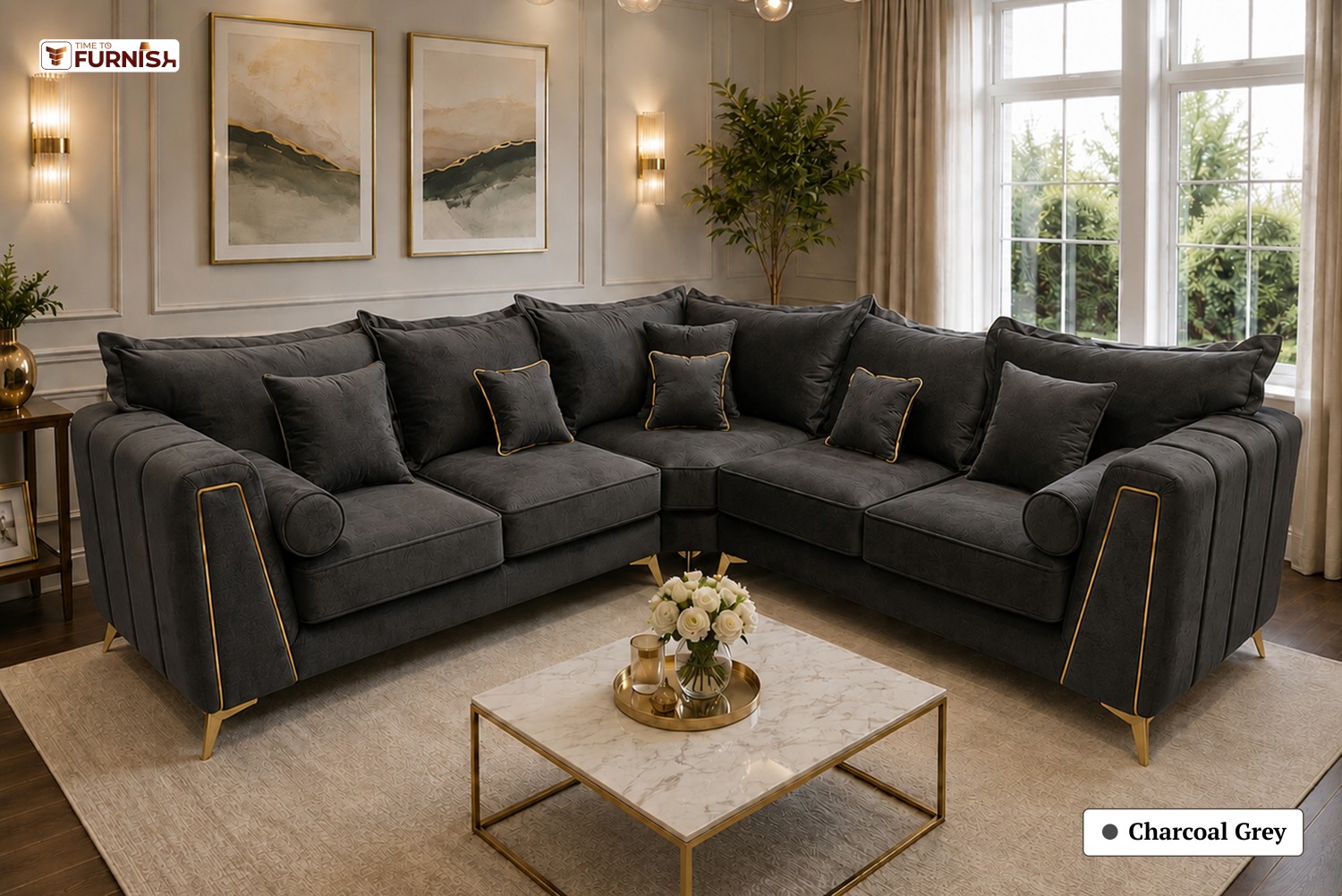 TTF-S-Amal2617 Luxury Fabric Sofa  Sofa Only (Coffee Table Not Included)