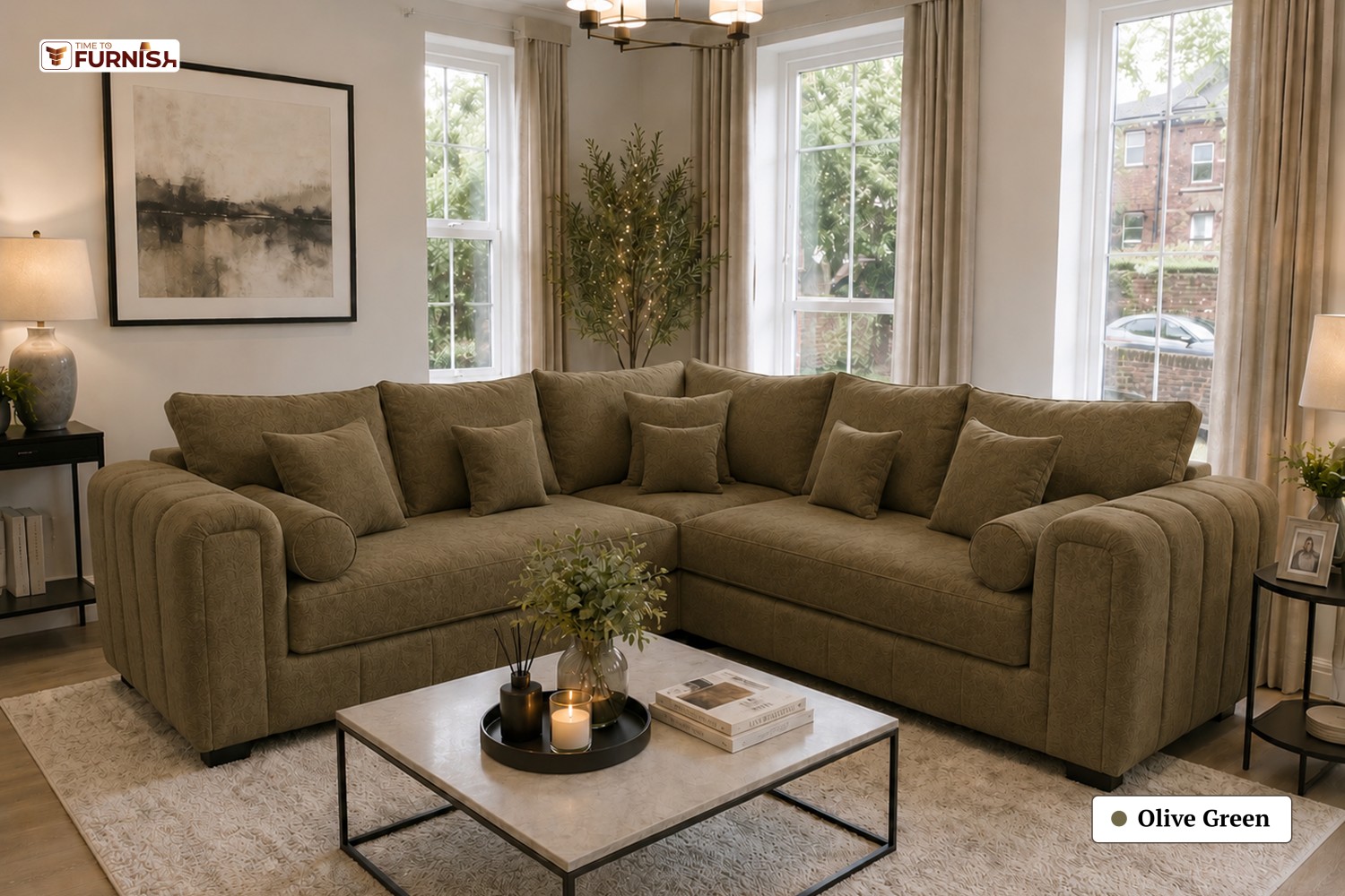 TTF-S-Qamar2623 Luxury Fabric Sofa  Sofa Only (Coffee Table Not Included)