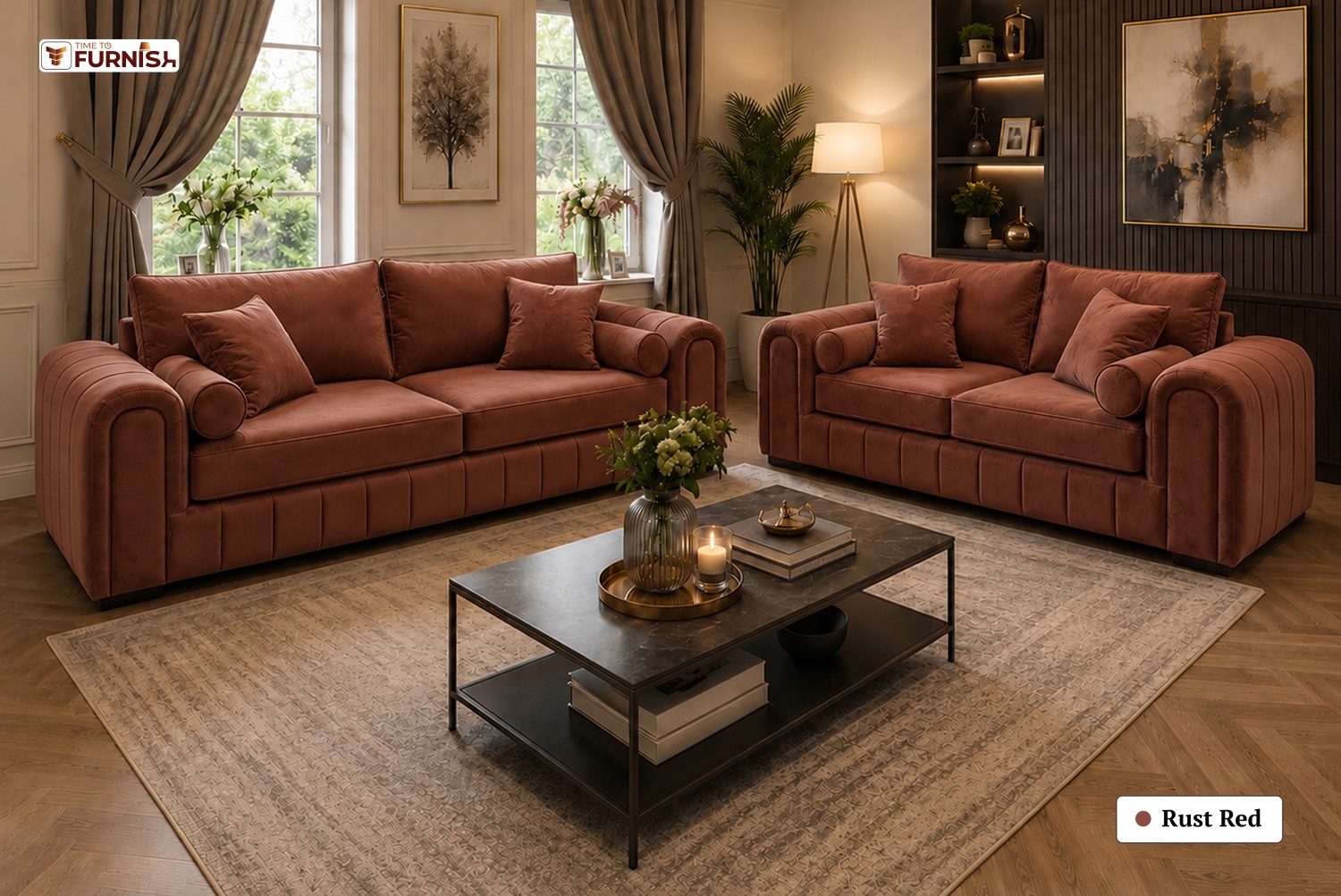 TTF-S-Leena2613 Luxury Fabric Sofa  Sofa Only (Coffee Table Not Included)