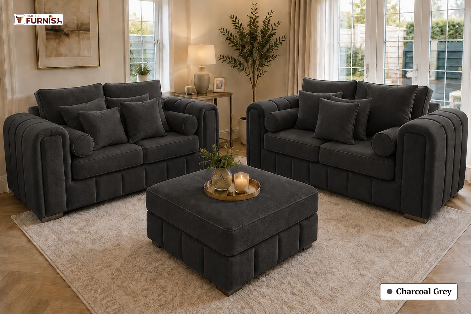 TTF-S-Azhar2627 Luxury Fabric Sofa  Sofa Only (Optional Coffee Table Available)