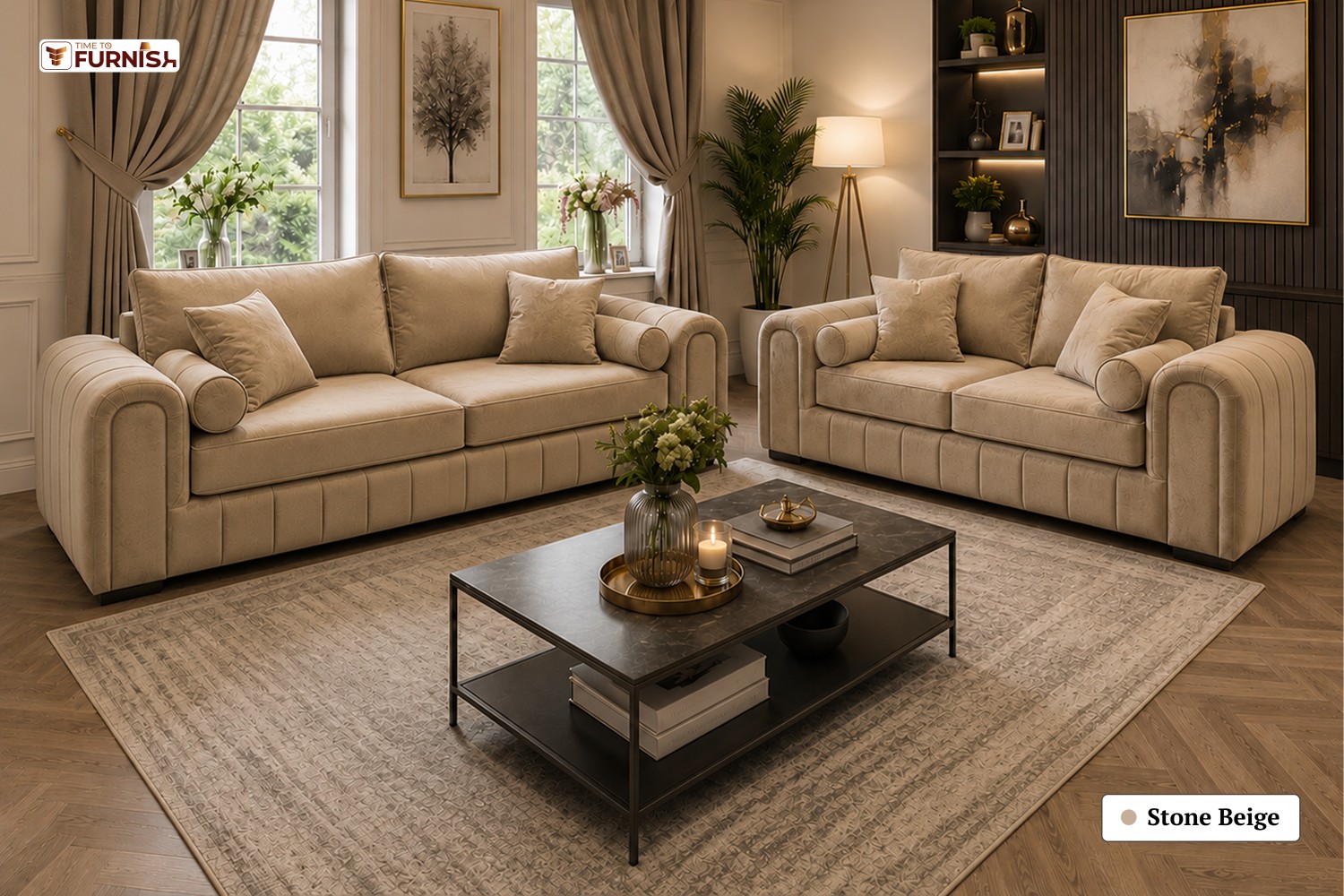 TTF-S-Leena2613 Luxury Fabric Sofa  Sofa Only (Coffee Table Not Included)