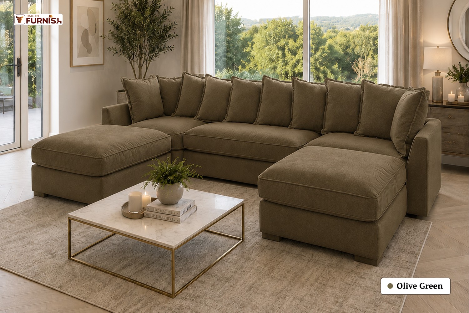 TTF-S-Noura2619 Luxury Fabric Sofa  Sofa Only (Coffee Table Not Included)