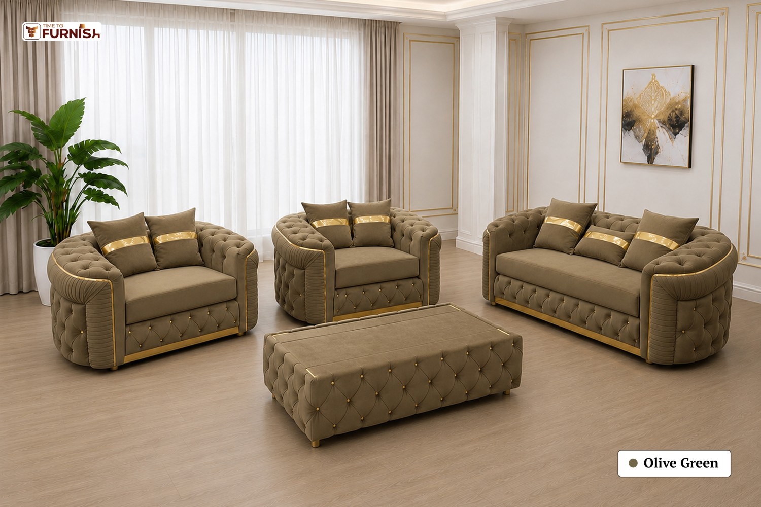 TTF-S-Aaliyah2602 Luxury Fabric Sofa  Sofa Only (Optional Coffee Table Available)
