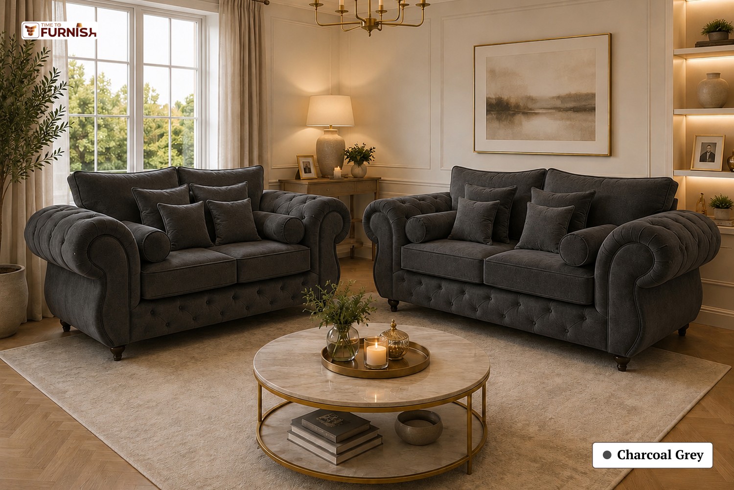 TTF-S-Basira2629 Luxury Fabric Sofa  Sofa Only (Coffee Table Not Included)