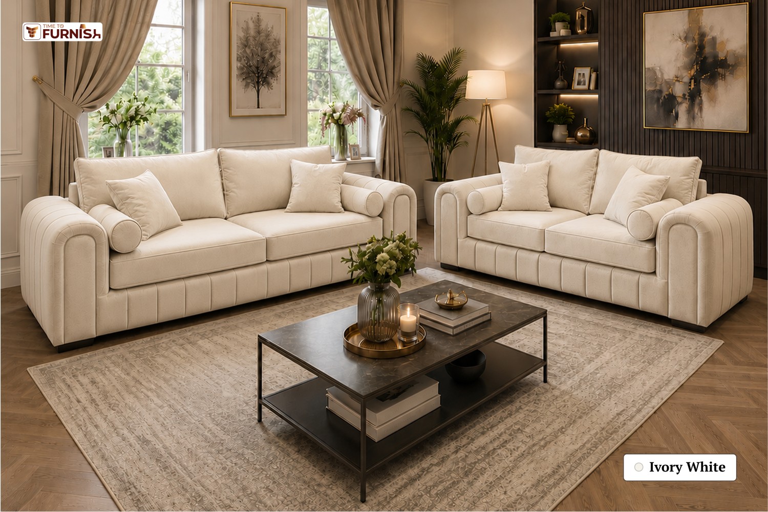 TTF-S-Leena2613 Luxury Fabric Sofa  Sofa Only (Coffee Table Not Included)