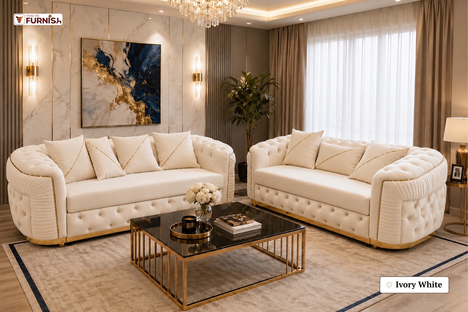 TTF-S-Layali2604 Luxury Fabric Sofa (Coffee Table is not Included)
