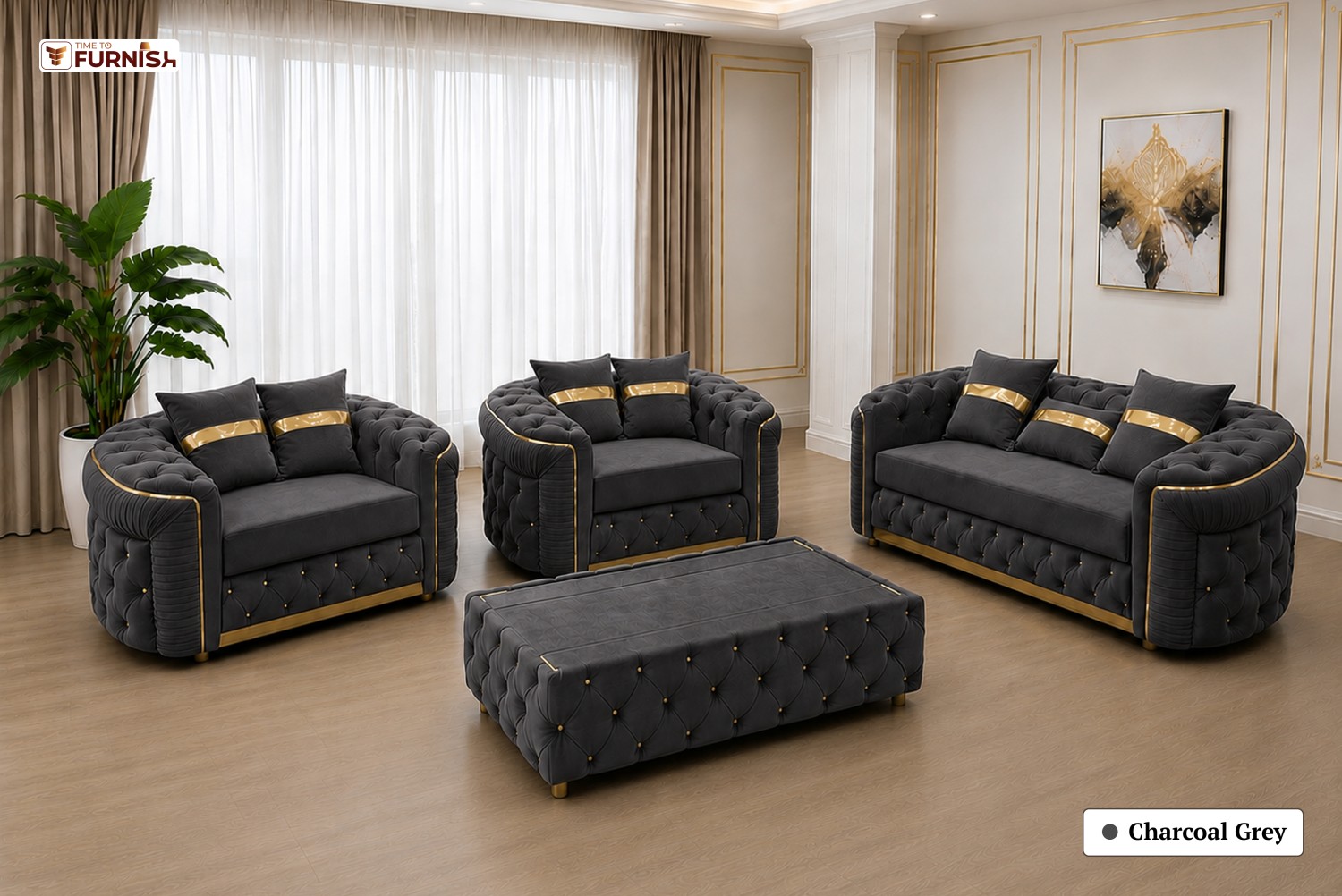 TTF-S-Aaliyah2602 Luxury Fabric Sofa  Sofa Only (Optional Coffee Table Available)