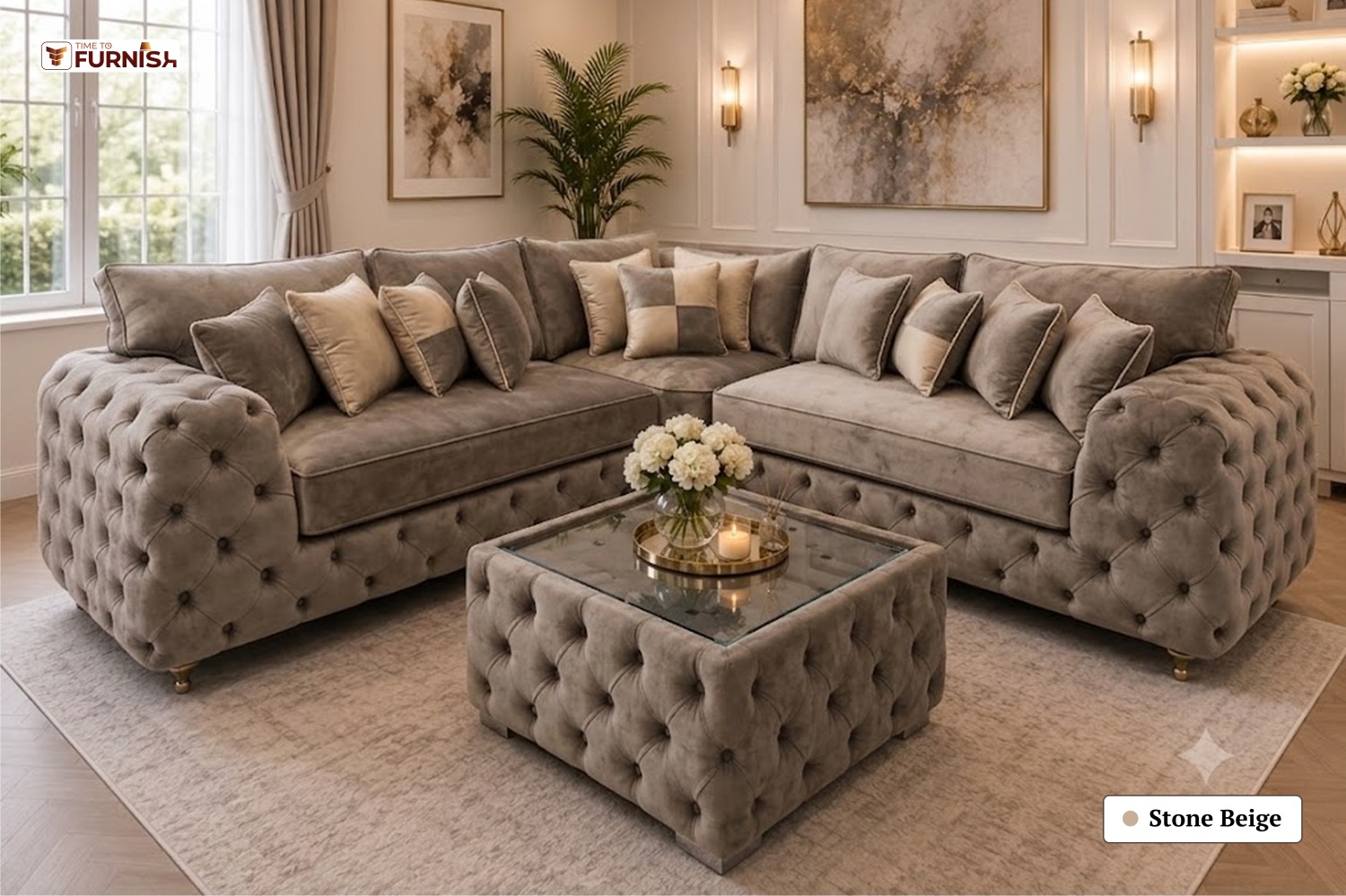 TTF-S-Zayna2611 Luxury Fabric Sofa  Sofa Only (Optional Coffee Table Available)