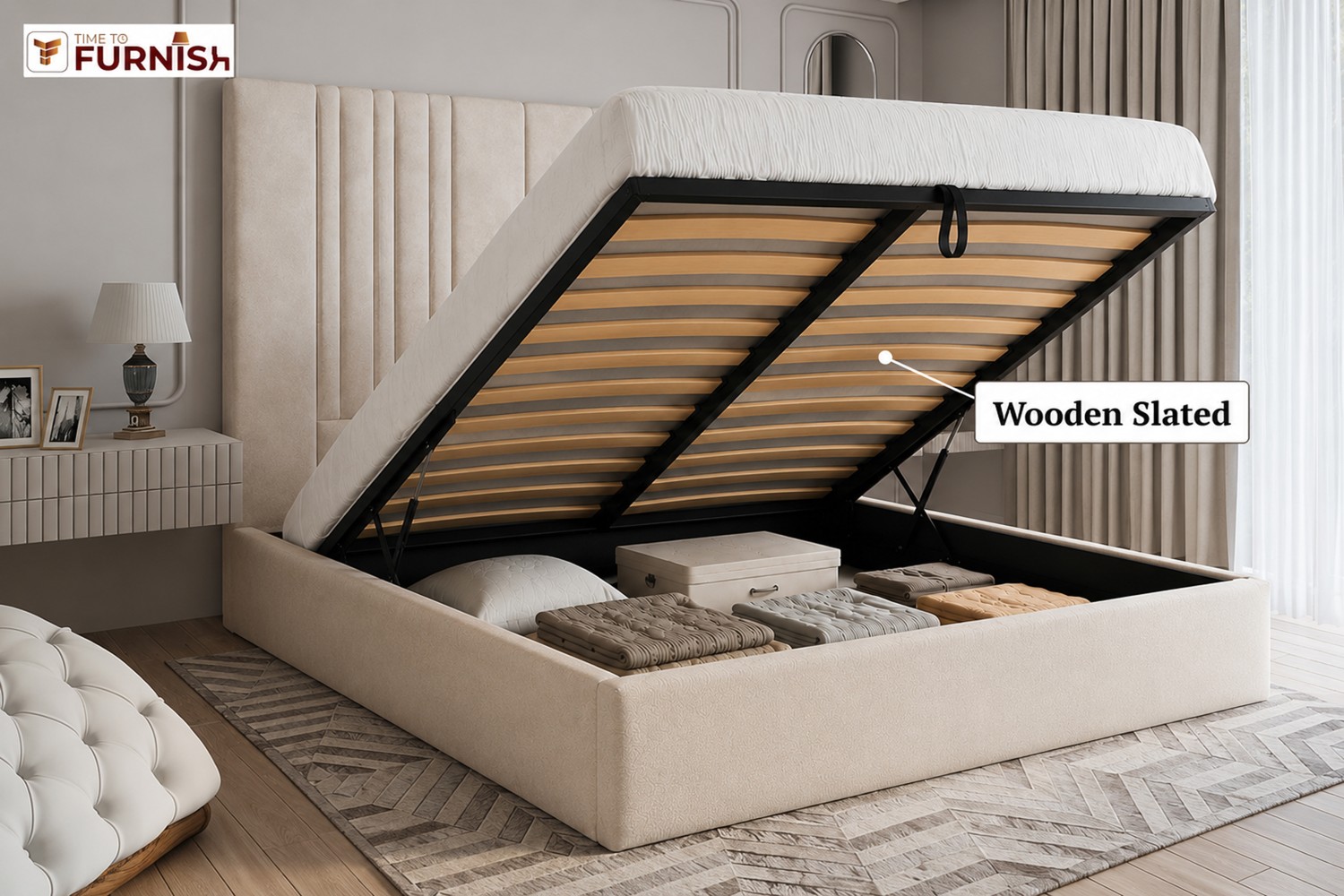 Noor Luxe Bed with Optional Ottoman Storage  TTF284