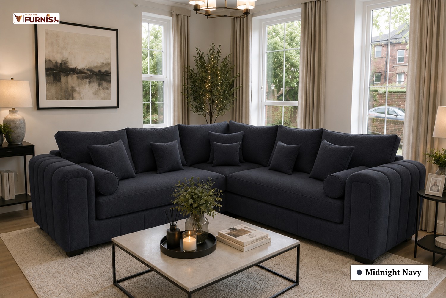 TTF-S-Qamar2623 Luxury Fabric Sofa  Sofa Only (Coffee Table Not Included)
