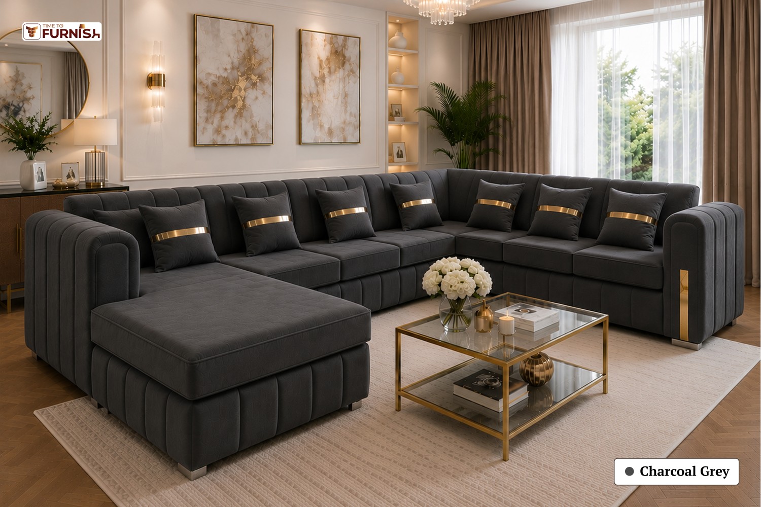 TTF-S-Rayan2610 Luxury Fabric Sofa  Sofa Only (Coffee Table Not Included)