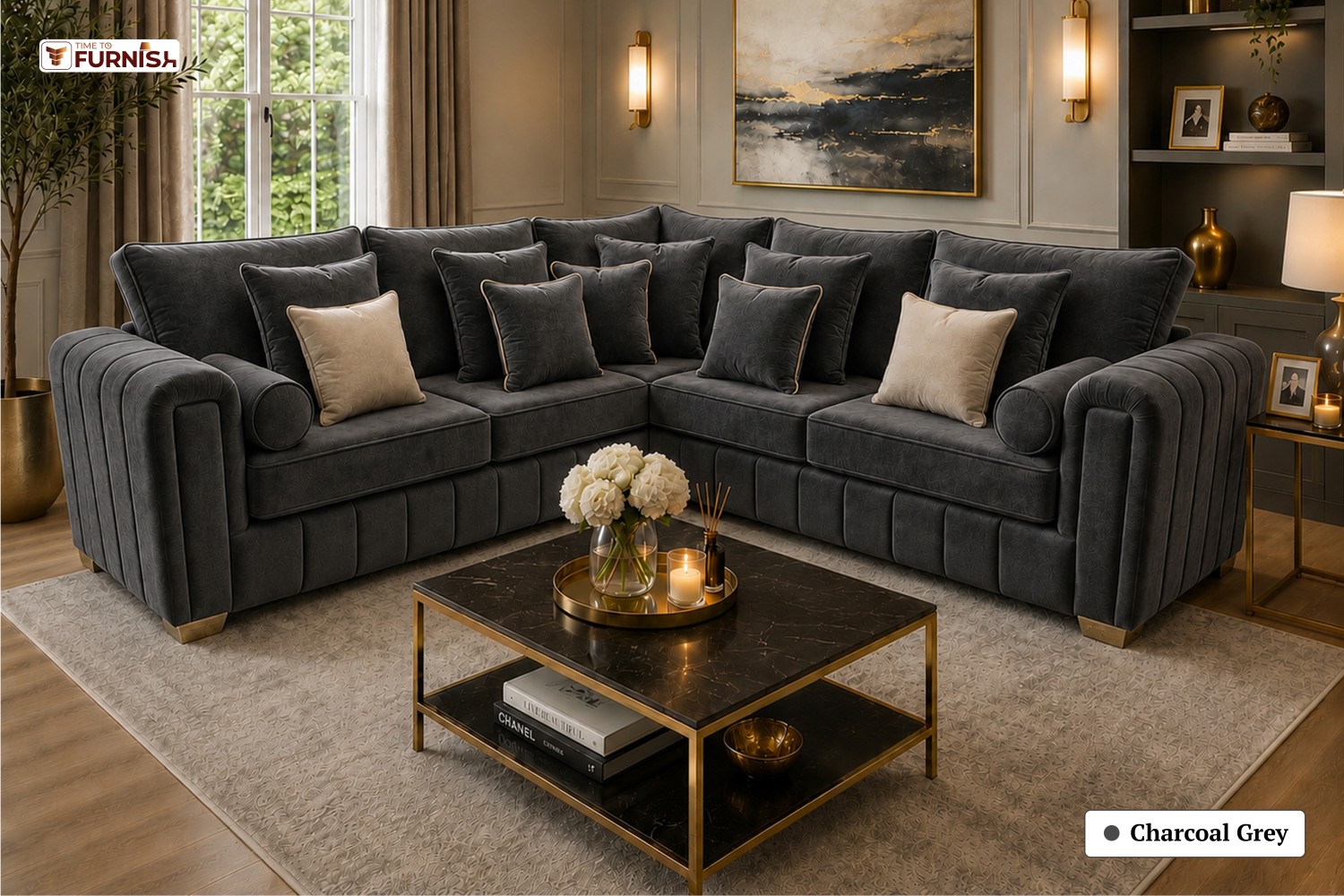 TTF-S-Blossom2636 Luxury Fabric Sofa  Sofa Only (Coffee Table Not Included)