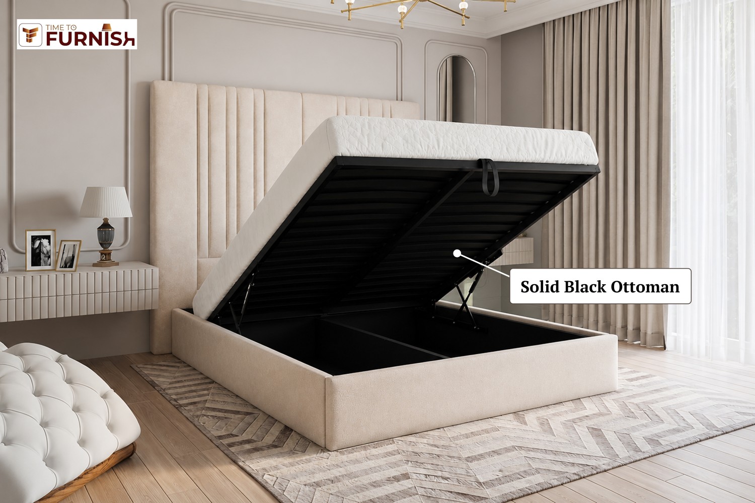 Noor Luxe Bed with Optional Ottoman Storage  TTF284