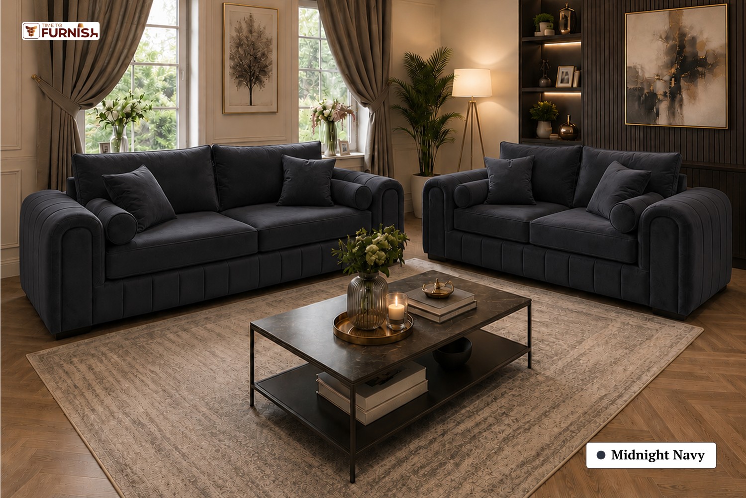 TTF-S-Leena2613 Luxury Fabric Sofa  Sofa Only (Coffee Table Not Included)