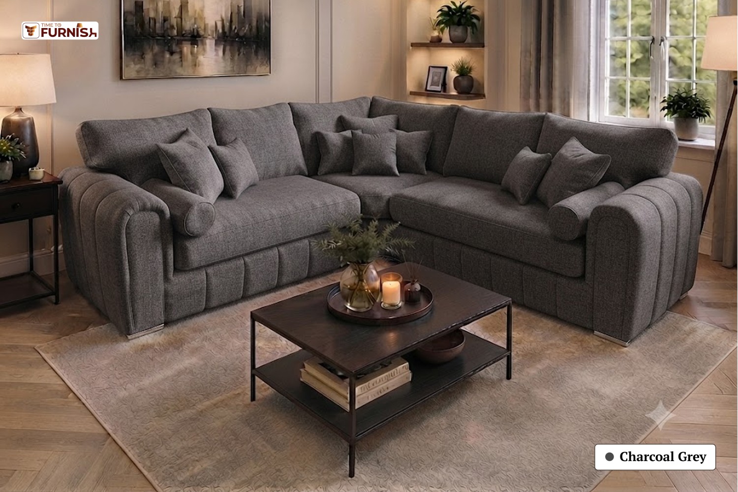 TTF-S-Jamila2634 Luxury Fabric Sofa  Sofa Only (Coffee Table Not Included)